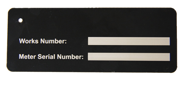 serial number laser engraved on black anodise aluminium
